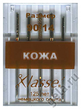 Иглы"Klasse" A6140/90 для бытовых швейных машин кожа № 90 5шт.цена за упак 10 шт!