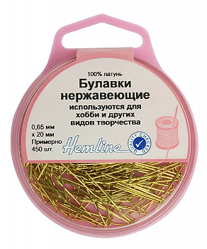 Булавки-гвоздики «Hemline» 712 в пластиковом круглом контейнере (ок. 450 шт) 0,65мм х 20мм