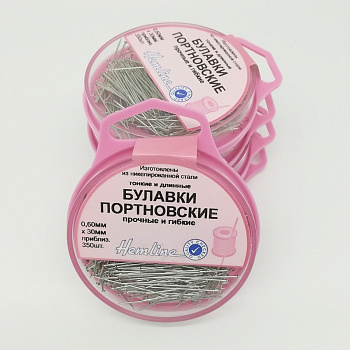 Булавки портновские «Hemline» 701 в пласт. круглом контейнере,25 г, примерно 340 шт