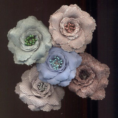 Украшение брошь "Роза с тычинками" d=8 см, мешковина