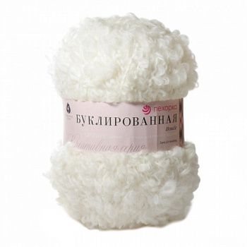 Буклированная, пряжа для ручного вязания  (01, белый)