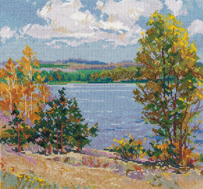 Набор для вышивания «Овен» 1651 "Осень у реки" 23×23 см