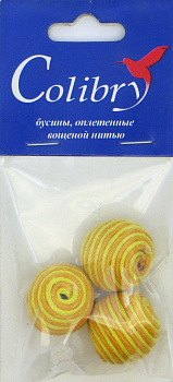 Бусины оплетеные вощеной нитью (жёлто-лимонные)