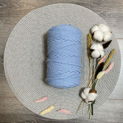 Шнур хлопковый 5 мм (голубой) 50м