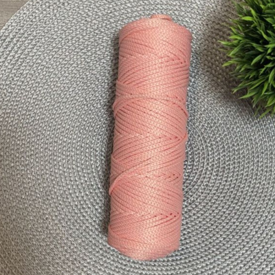 Шнур полиэфирный 4 мм без сердечника (светло-розовый) 50м 