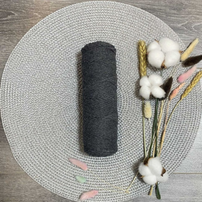 Шнур хлопковый 4 мм без сердечника (темно серый) 50м