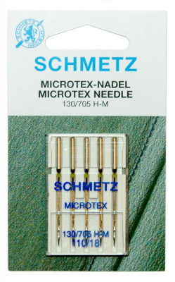 Иглы микротекс 130/705H-M № 110/18, 5 шт. Schmetz 0704036  (особо острые) 