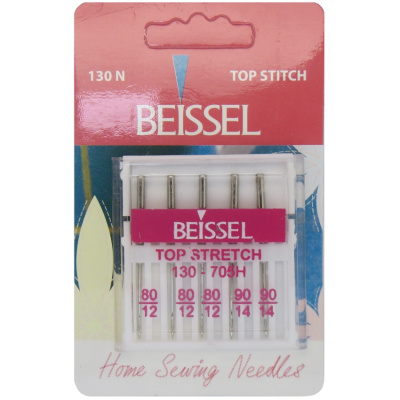 Иглы д/быт. швейных машин с удлинен. ушком,5 шт разных размеров,130 N/блистер, BEISSEL