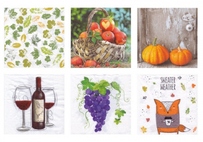 Салфетки бумажные "Love2art" ассорти  SDP №0419-14  33 x 33 6 шт. "Уютная осень"