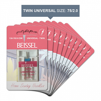 Игла д/быт.швейных машин Универс. двойная(Twin Universal),1шт, 2.0/75 130-705 H ZWI/блистер, BEISSEL