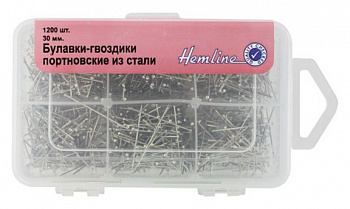 Булавки-гвоздики портновские из стали в пластиковом органайзере «Hemline» 670.1200