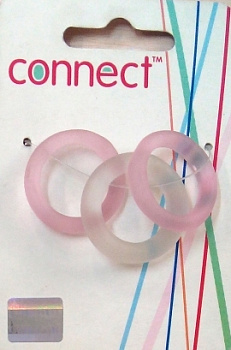 Набор стеклян.колечек.,3шт роз.и прозр.