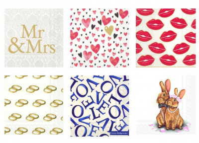 Салфетки бумажные "Love2art"ассорти  SDS №22 33х33 6 шт. "Моя свадьба"