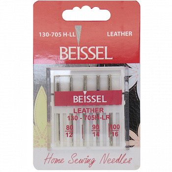 Иглы д/быт. швейных машин для кожи,5 шт № 80-2шт, № 90-2шт, №100-1шт , 130-705 H-LL/блистер, BEISSEL