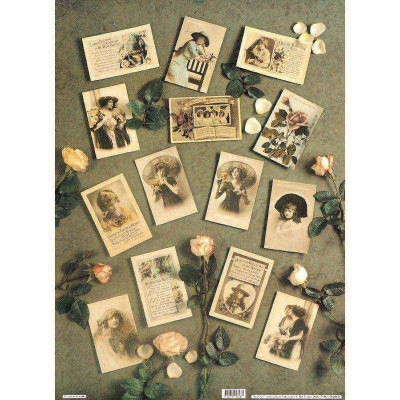 A4-023 Gr P/Cards W/ Pk Roses