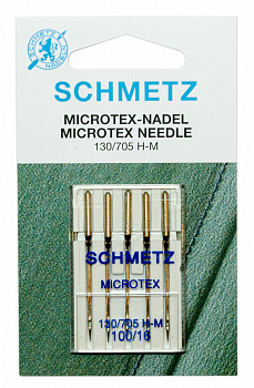 Иглы микротекс 130/705H-M № 100/16, 5 шт. Schmetz 0702285  (особо острые)