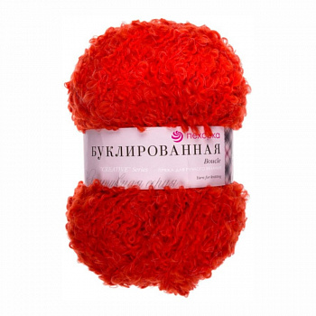 Буклированная, пряжа для ручного вязания  (88, красный мак)