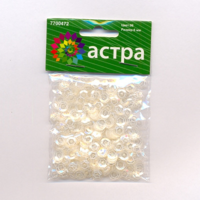 Пайетки АСТРА 7700472-00006, граненые 6 мм, 10 г, прозрачный