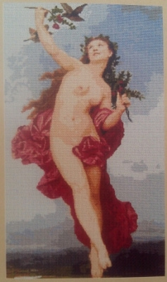 G389 набор д/вышивания "Лука-С" "Девушка с цветами" гобелен 10 кл. в 1