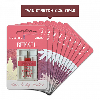 Игла д/быт.швейных машин Двойная д/эласт.(Twin Stretch),1шт, 4.0/75 130-705 H-S ZWI/блистер, BEISSEL