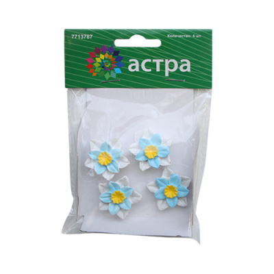 Объемные фигурки "Астра" Цветок бело-голуб. 4 шт.LR15-4618