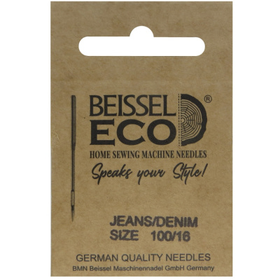 Иглы д/бытовых швейных машин для джинс. ткани (Jeans/Denim),5 шт,№ 100, 130-705 H-J/крафт, BEISSEL