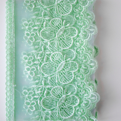 Кружево на жесткой сетке Exclusive арт.TBY 3BS228W1 шир.120мм цв.G5415 мятный  уп.13,71м