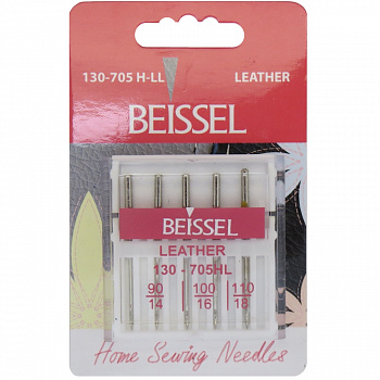 Иглы д/быт. швейных машин для кожи,5шт: № 90-2шт, №100-2шт, №110-1шт, 130-705 H-LL/блистер, BEISSEL