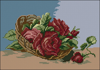 Набор для вышивания Goblenset  043 Корзина с красными розами 15х10,5 см