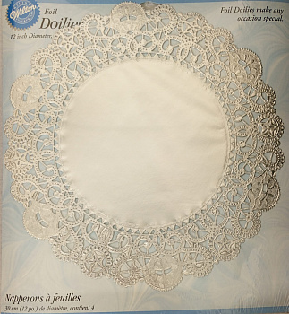 Салфетки под торт серебро 30см (уп.4шт)