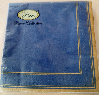Салфетки PAW 25x25 3сл. 20шт Золотая рамка, синий фон