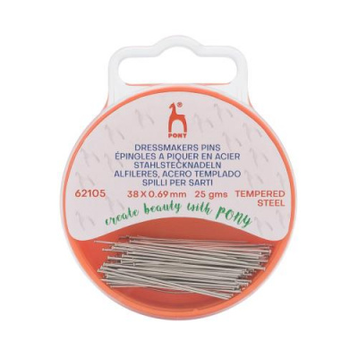 Булавки портновские 38мм*0,69мм, сталь, 25гр, PONY,62105