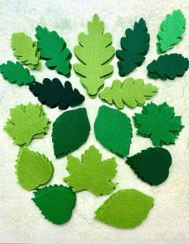 Набор для творчества NT-224 "Рукоделие" листья из фетра зеленые (72 шт.)