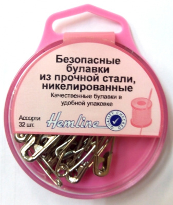 Булавки  в пластиковом контейнере безопасные  в блистере 32шт ассорти