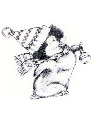 Резиновый штамп «Penguin with Ornament», 5x3,8см