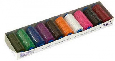 Нитки швейные эластичные "Gamma" ЕТ-10 Спандекс, 10 х 25 м, №3 ассорти