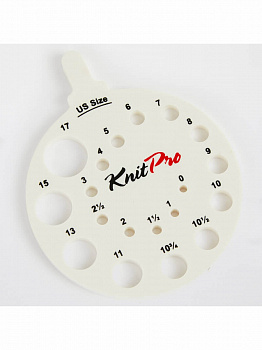 Линейка для определения размера спиц KnitPro, круглая белая 10991