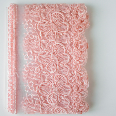 Кружево на жесткой сетке Exclusive арт.TBY 3BS228W1 шир.120мм цв.R1815 розовый  уп.13,71м