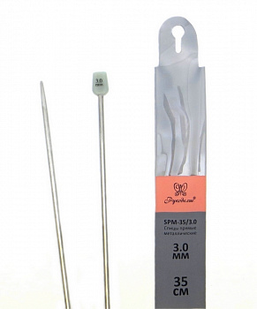 Спицы "Рукоделие" SPM-35/3.0 прямые металл 3,0мм, 35см (2шт.)