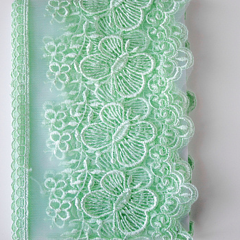 Кружево на жесткой сетке Exclusive арт.TBY 3BS228W1 шир.120мм цв.G5415 мятный  уп.13,71м