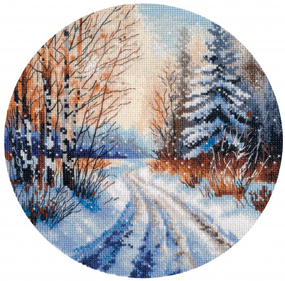 Набор для вышивания «Овен» 1727 Заснеженная дорога 20×20 см