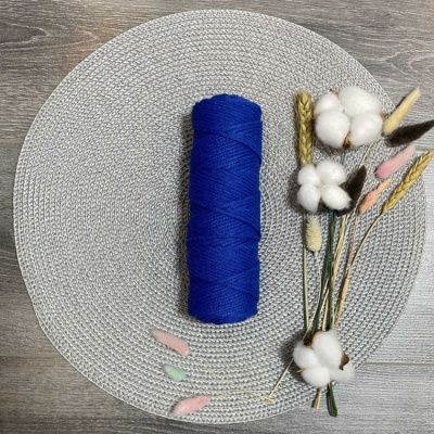 Шнур хлопковый 4 мм без сердечника (синий) 50м 2053К