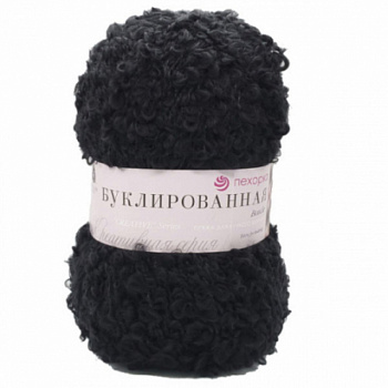 Буклированная, пряжа для ручного вязания  (02, черный)