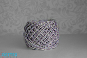 Шнур хлопковый 5 мм меланжевый(сиреневый+неокрашенный+голубой)50м