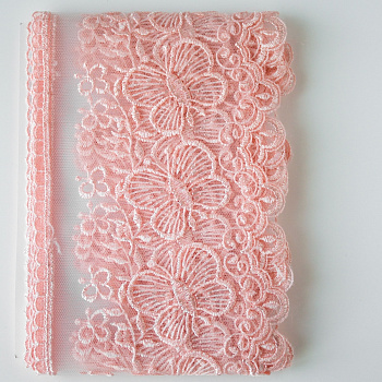 Кружево на жесткой сетке, R1815 розовый 12*270 см