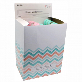 Набор ножниц бытовых из 12 шт. "Crafty tailor" NR(N)-04, 216мм, толщина лезвия 2мм, мятный/розовый