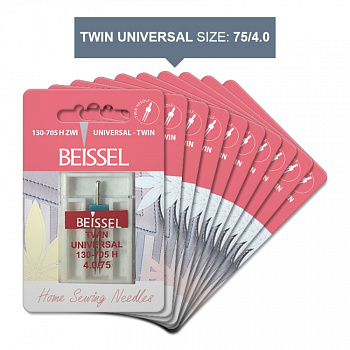 Игла д/быт.швейных машин Универс. двойная(Twin Universal),1шт, 4.0/75 130-705 H ZWI/блистер, BEISSEL