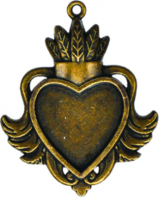 Заготовки для украшений «Heart Bezel-Large-Bronze» (Бронза)