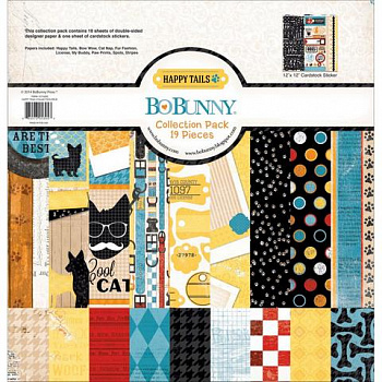 Набор бумаги для скрапбукинга  BoBunny 15716305 "Happy Tails Collection Pack" 19 лист. 30х30см