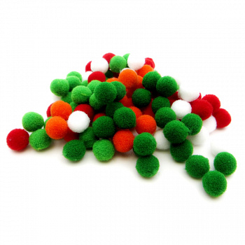 Помпоны, 8 мм, 100 шт/упак, 100% полиэстер, 5 цветов в ассортименте по 20 шт, ТМ Рукоделие 